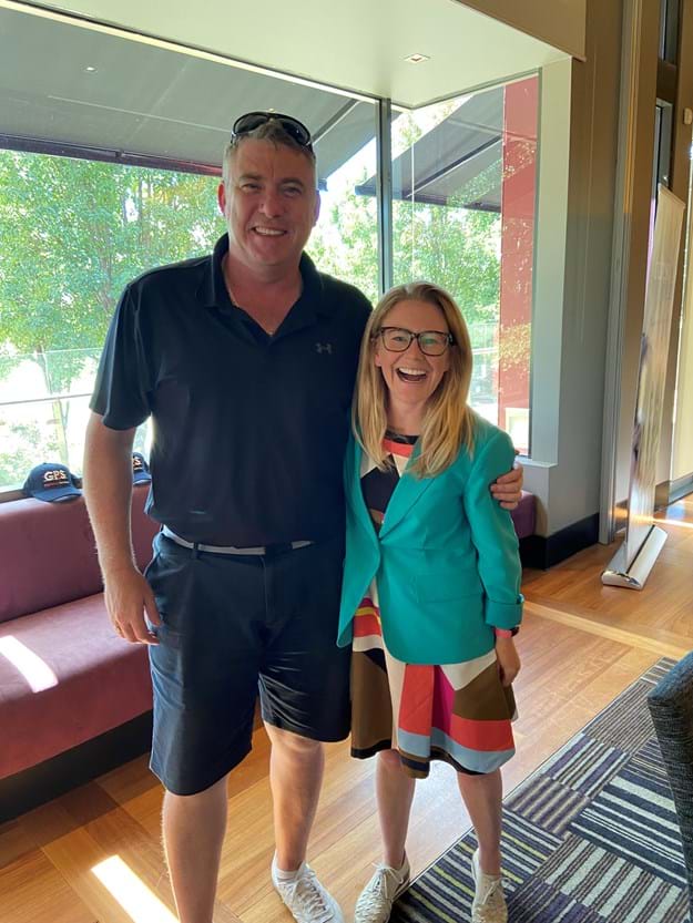 Neil Bentham (National Business Development Manager at APG Workforce) with Emma Pollard (The Humour Foundation and the Clown Doctors representative)